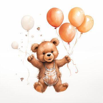 cartoon teddy bear with balloons