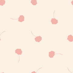 Fototapeta premium Midcentury modern floral vector endless vector pattern. Organic summer gender neutral 70s matisse wallpaper. 