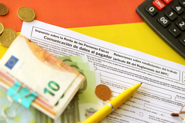 Modelo 145 spanish tax form dedicated to personal income tax IRPF for calculating the personal...