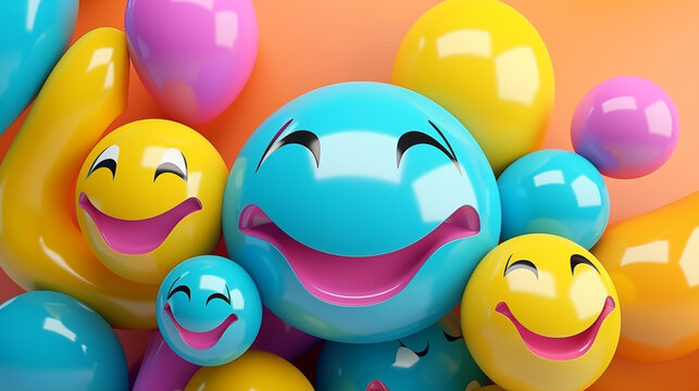 3d smiling balloons