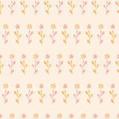 Midcentury modern floral vector endless vector pattern. Organic summer gender neutral 70s matisse wallpaper. 