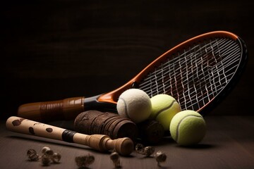 Equipment for a sport played with a racket and ball. Generative AI