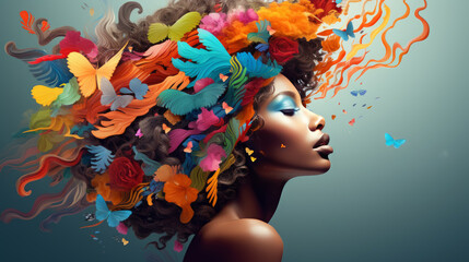 Concept with butterflies and stylish female Portrait © Birgit Reitz-Hofmann