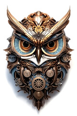 Steampunk owl isolated on white background
