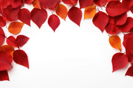 red autumn leaves Isolated on White Background, Generative ai