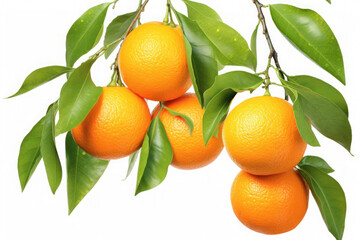 tangerines with leaves Isolated On white background, Generative ai