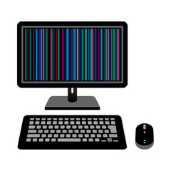 シンプルなイラスト_故障した黒いデスクトップpc