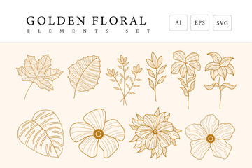 Luxury Golden Floral Set