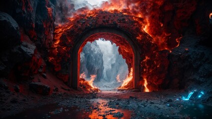 fiery portal in ice scene