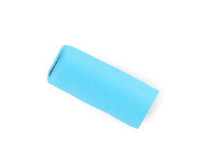 Light blue chewy candy with liquorice isolated on white, top view