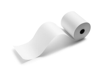Roll of thermal paper for receipt isolated on white