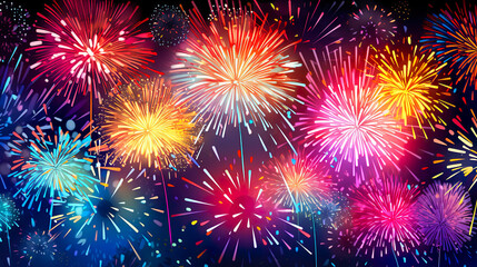 Fototapeta premium 打ち上げ花火のアニメ風イラスト