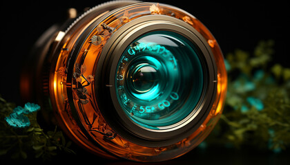 Fototapeta na wymiar Photographer captures nature beauty with old fashioned camera and antique lens generated by AI