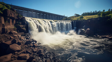 The hydroelectric dam, a view of power and water control.