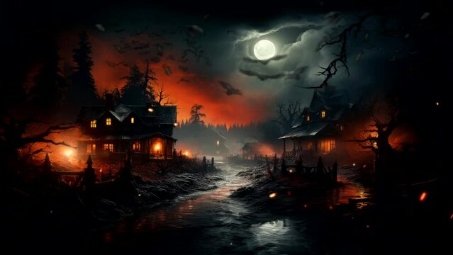 Dark Night and Thousands of Bats. Seamless looping 4K time lapse video footage