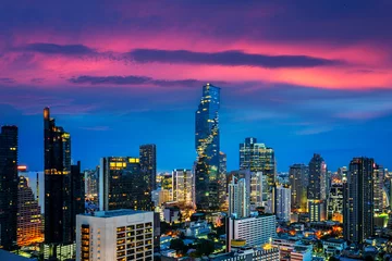 Foto auf Leinwand Top view point from roof top bar, highest Building in bangkok © anekoho