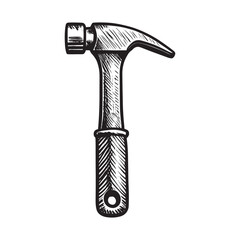 hand drawn illustration of workshop or handy tool, hammer or mallet