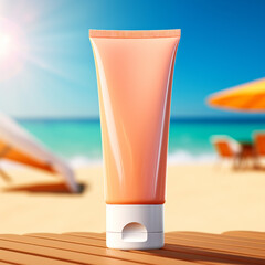 Mockup sunscreen on the beach