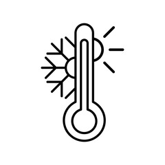 Weather temperature thermometer line icon. Thermometer with sunny and freezy weather trendy style illustration..eps