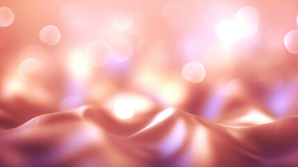 Beautiful golden Valentine's day background with soft pastel pink silk and heart shape bokeh