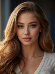 Beautiful and graceful young woman's face, AI generated