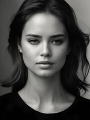Fototapeta premium Beautiful and graceful young woman's face, AI generated