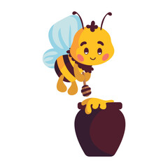 Obraz premium cute bee with honey