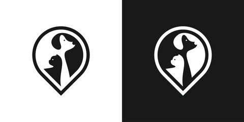 logo design combining the shape of a pin with a pet.