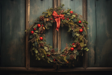 Vintage Christmas Wreath Wall Art