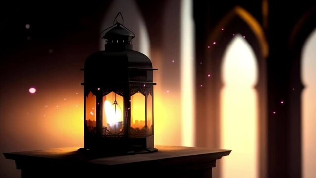 Ramadhan decorative with arabic lantern background. seamless looping time-lapse virtual 4K video animation background