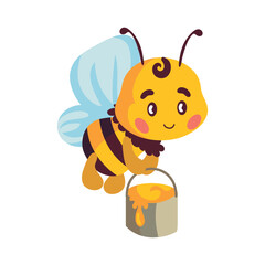 cute bee carrying honey