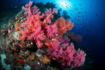 Fototapeta na wymiar Colorful underwater coral reef exemplifies nature's beauty and delicacy. Generative AI