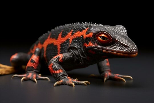 Black and red geko lizard. Generative AI