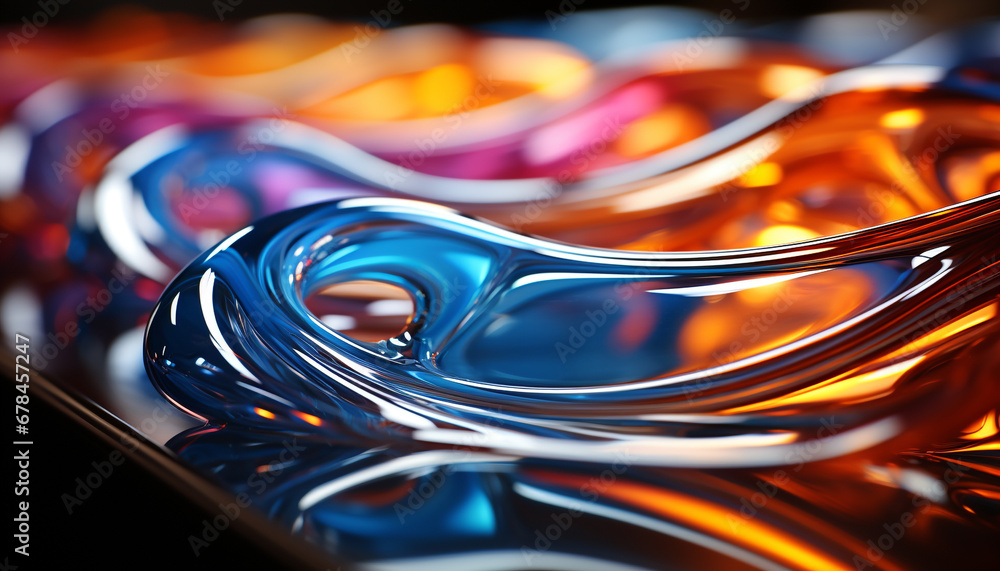 Aufkleber abstract multi colored pattern with bright blue and yellow circles generated by ai