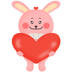 pink rabbit with heart