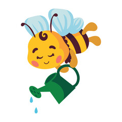 Fototapeta premium cute bee with watering can