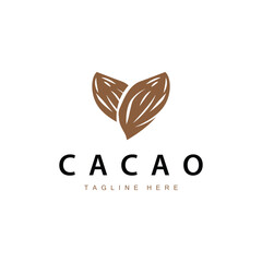 Chocolate Bean Logo, chocolate plant design with simple seed leaf and stem concept, for business branding