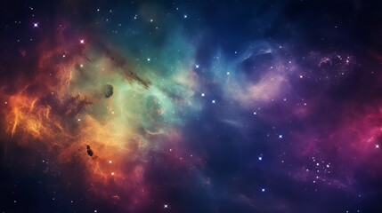 Fototapeta na wymiar Incredibly beautiful galaxy in outer space. Nebula night starry sky in rainbow colors. Multicolor outer space