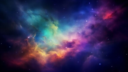 Naklejka premium Incredibly beautiful galaxy in outer space. Nebula night starry sky in rainbow colors. Multicolor outer space