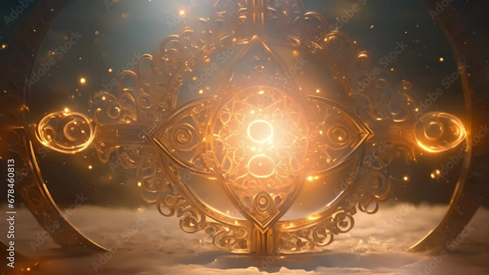 Poster interlocking symbols zodiac forming radiant dynamic embrace, symbolizing infinite interconnected nat