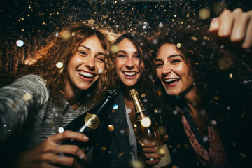 Group of people celebrate a New Years party