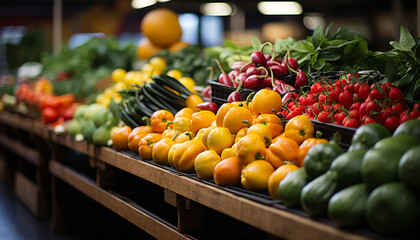 Fresh organic fruits and vegetables for healthy eating choices generated by AI