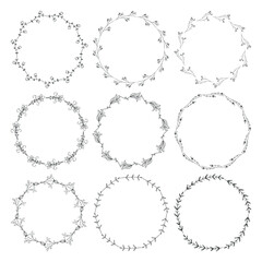 frame wreath floral Hand drawn round decoration