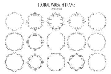 Wreath frame floral vintage hand drawn line decoration