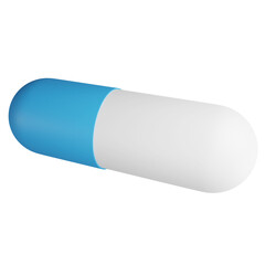 Pill capsule clipart flat design icon isolated on transparent background, 3D render medication and health concept