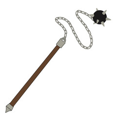 Medieval battle mace vector illustration isolated on white