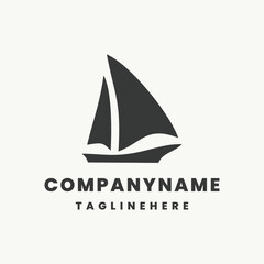 Silhouette of sailing boat logo design. sailing ship logo design. 