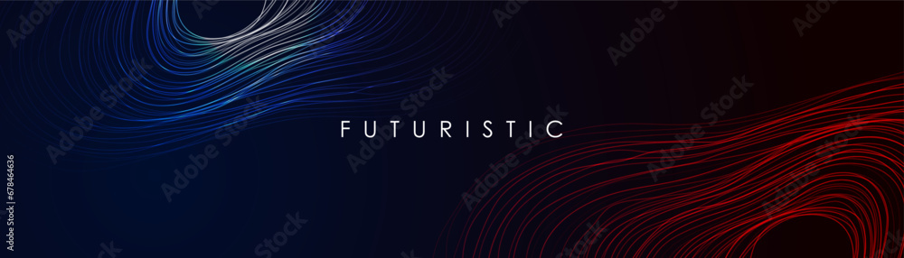 Poster dark abstract background with glowing wave. shiny moving lines design element.