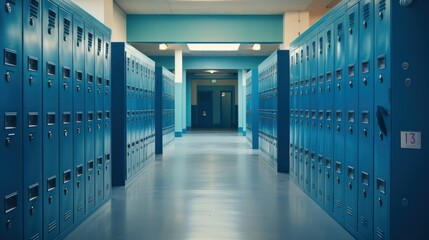 School lockers, bag storage, school safety concept