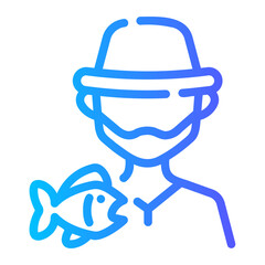 fisherman Line Gradient Icon